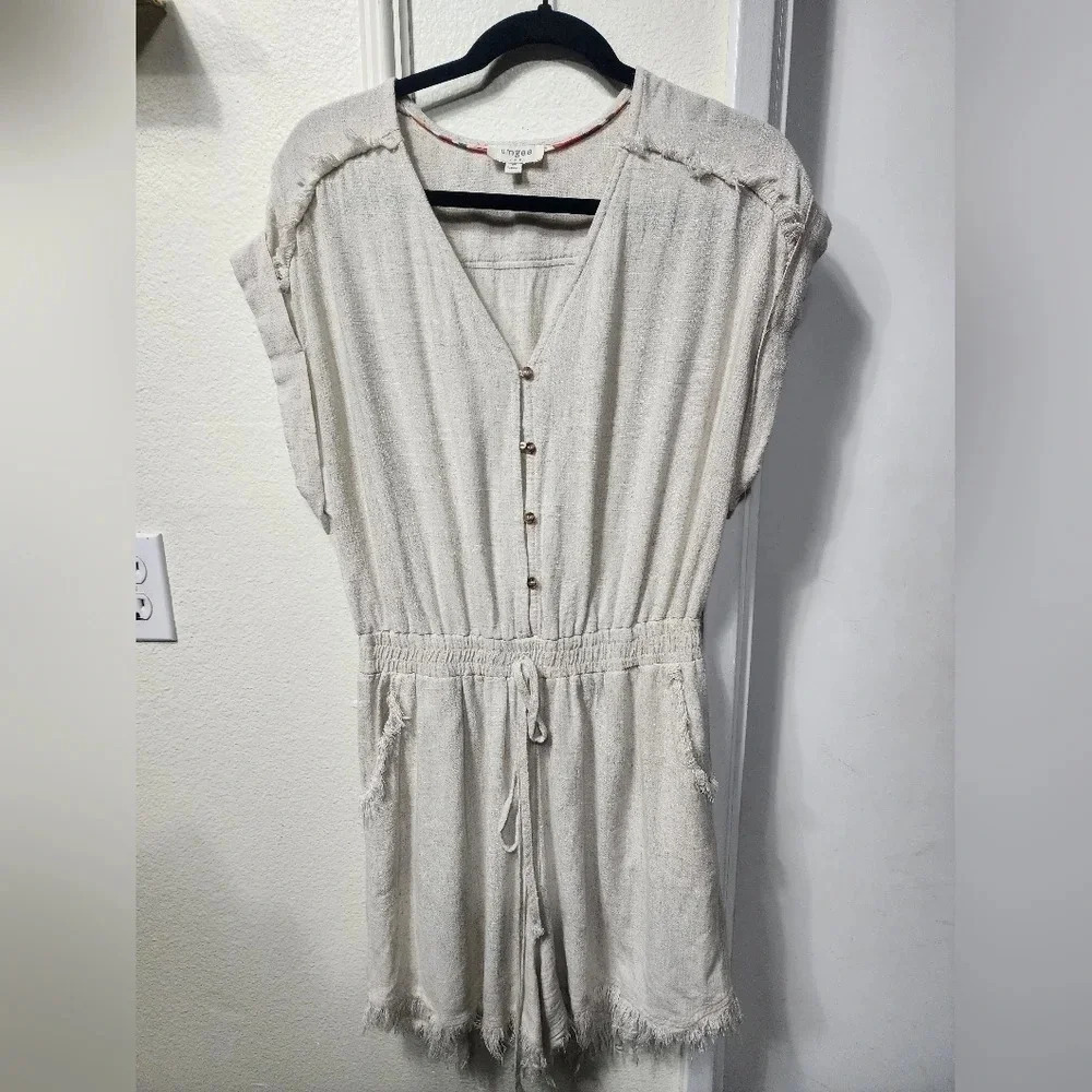 Umgee Linen-Blend Boho Romper - Size Medium